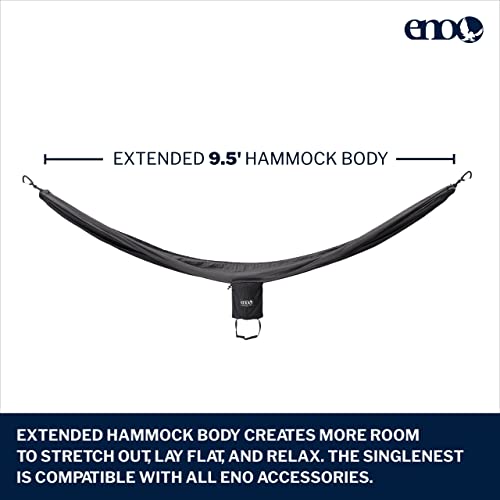 SingleNest Lightweight Portable Hammock for One Person - Camping, Hiking, Travel, Black/Charcoal