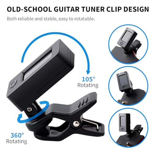 Black Clip-on Digital Guitar Tuner for Multiple Instruments