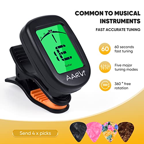 4 Pack Clip-On Tuner with Large LCD and Chromatic Tuning