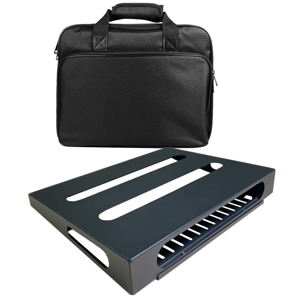 14 x 10.6 Inch Compact Guitar Pedal Board with Power Supply Cradle & Carry Bag (SPB-14S)