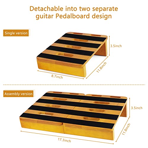 Portable Wooden Pedalboard for Guitar Effects, Cable Ready