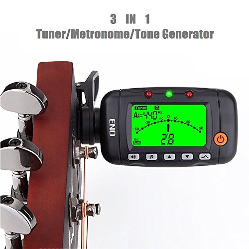 Black 3-in-1 Tuner, Metronome & Tone Generator for String Instruments