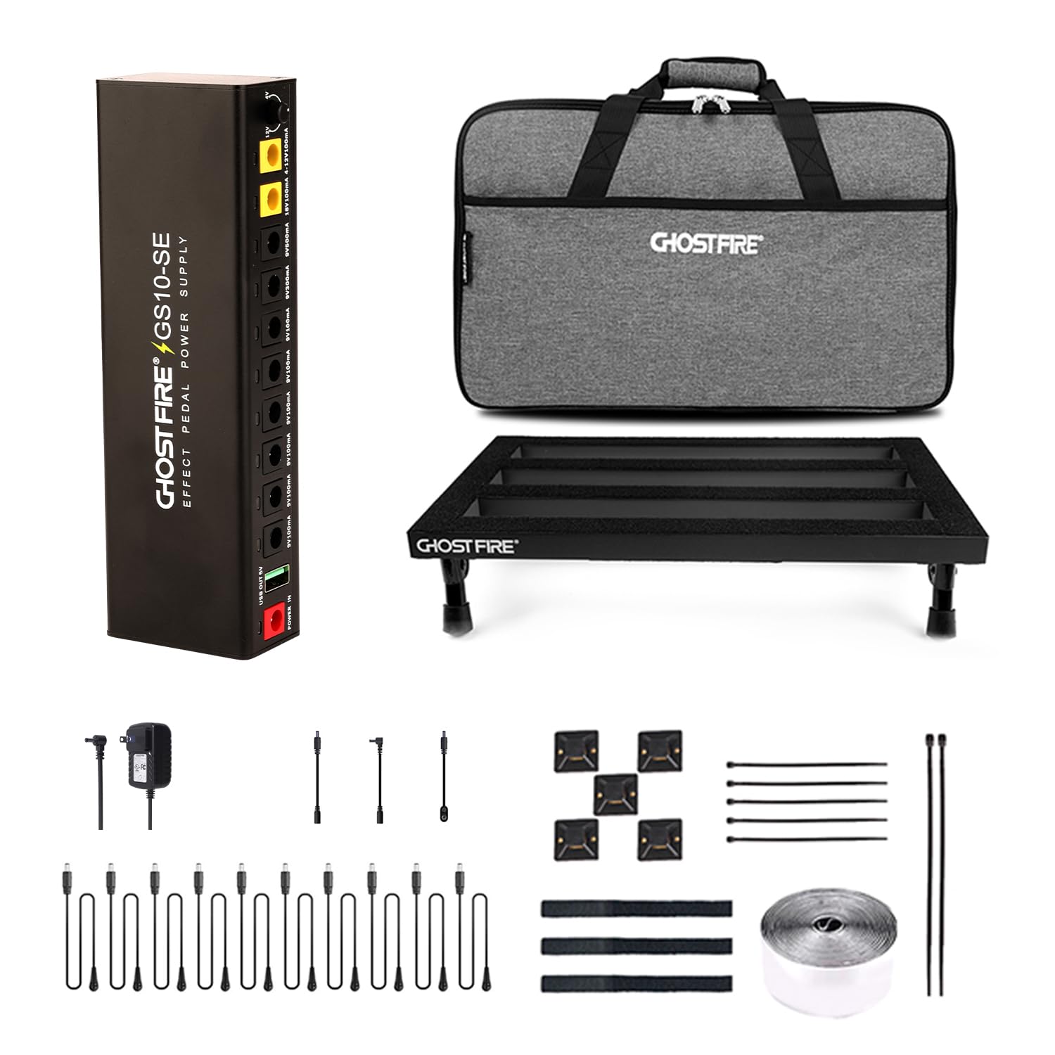 Ghost Fire Guitar Pedal Board for Musicians with Bag & Power Supply