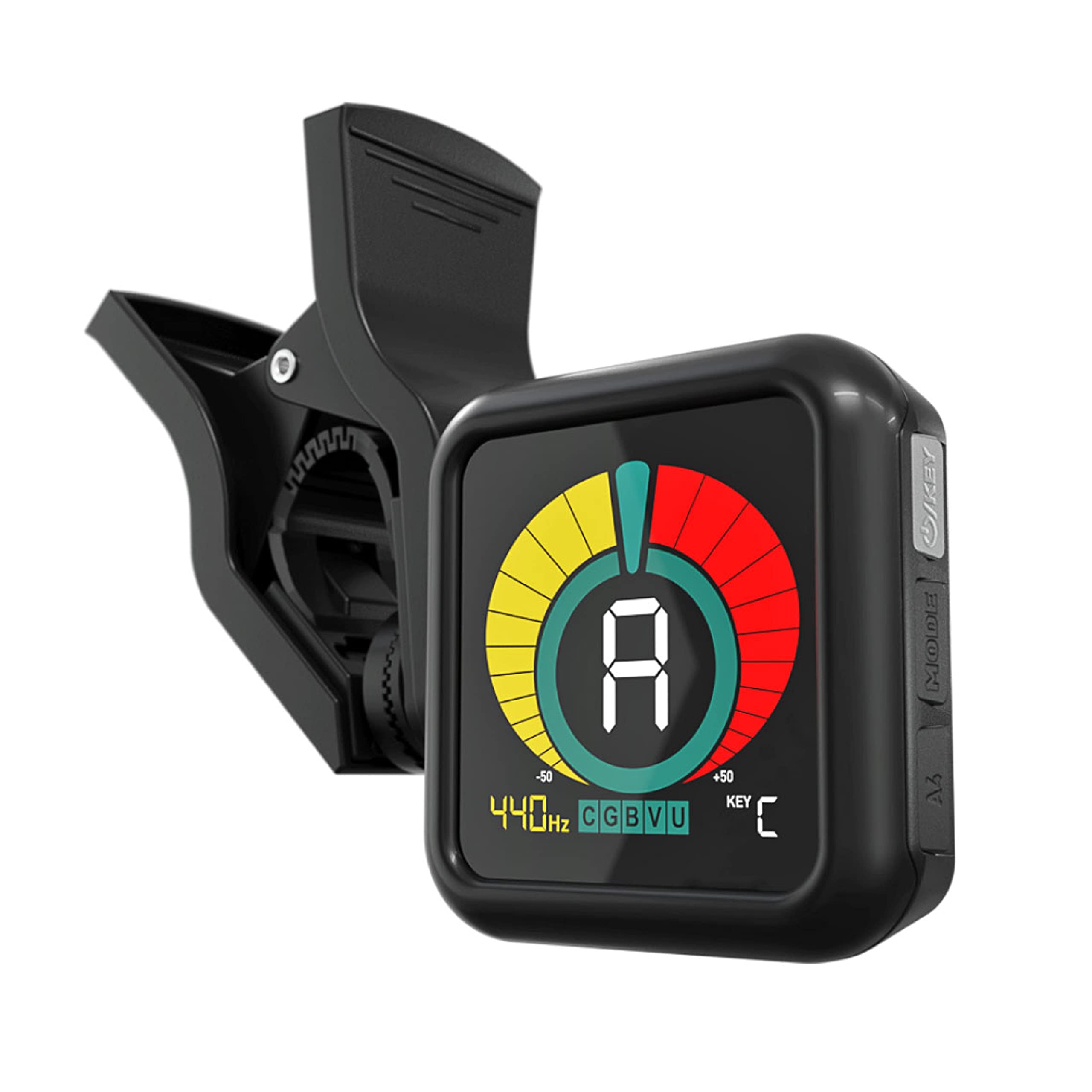 Professional Clip-On Tuner for All Instruments - Multi-Key Modes, Black