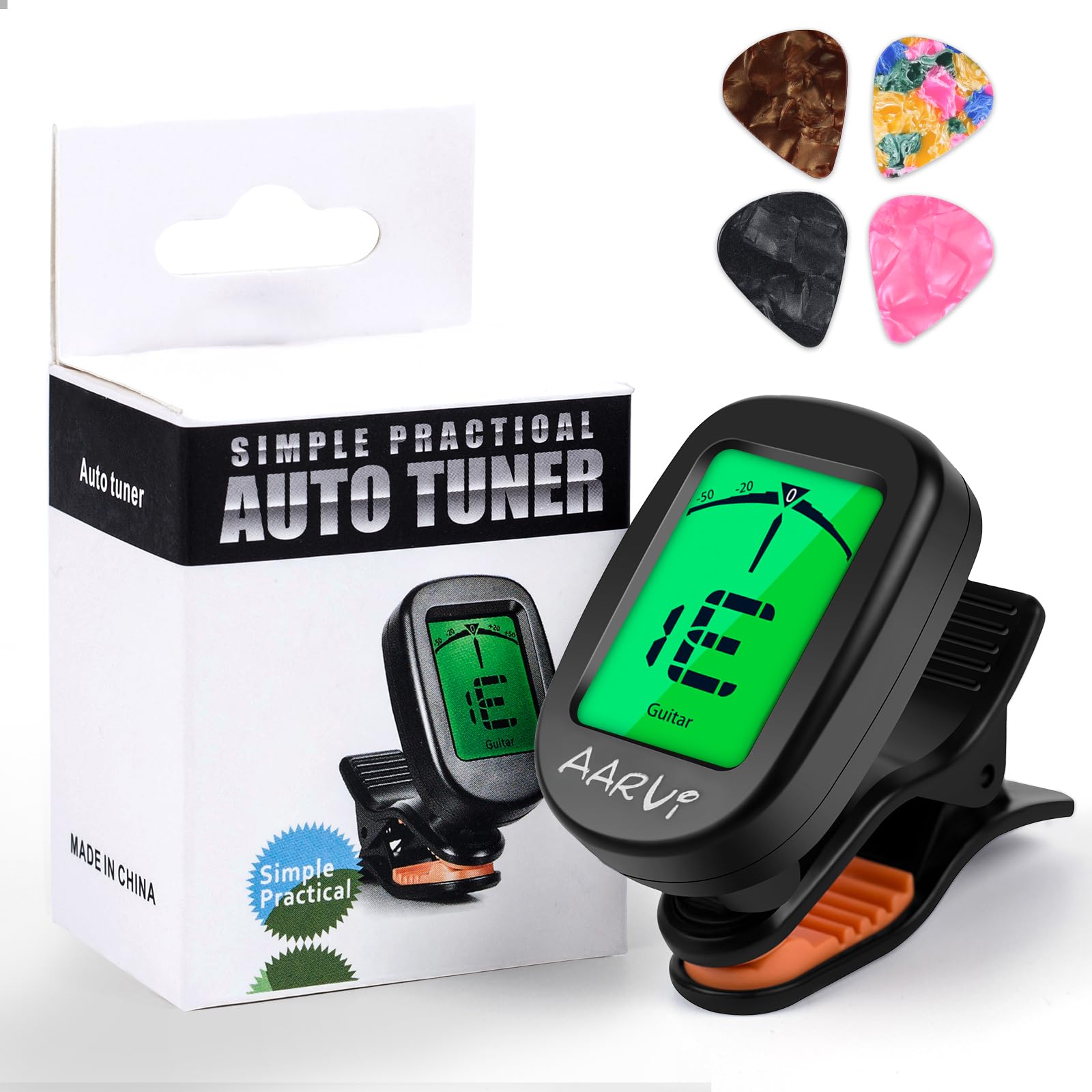 4 Pack Clip-On Tuner with Large LCD and Chromatic Tuning