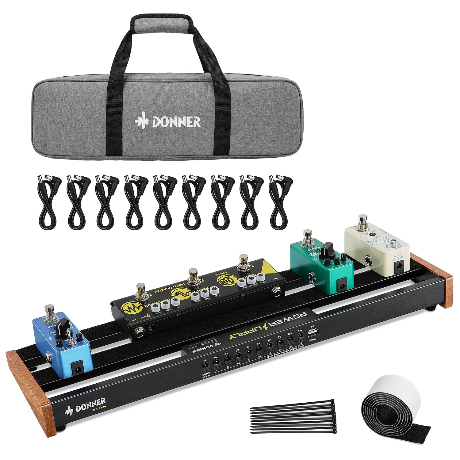 Donner Guitar Pedal Board with Power Supply: Compact Aluminium Alloy Peddler for Musicians