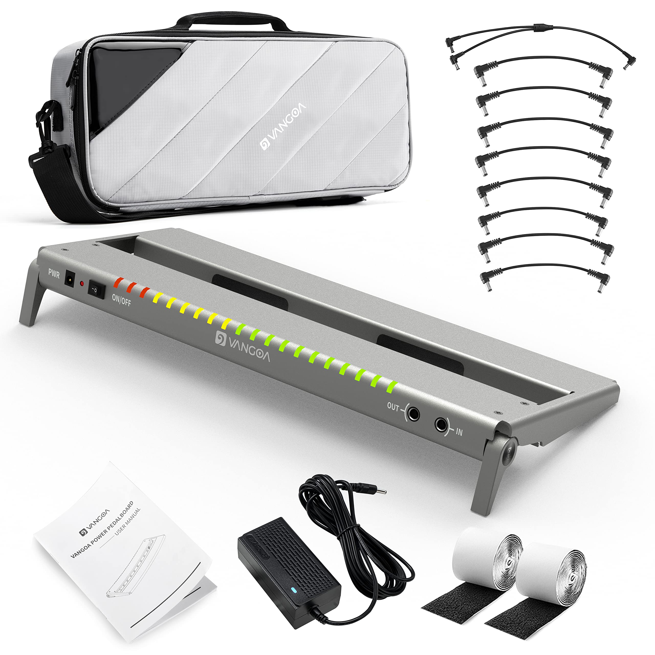 Vangoa Portable Guitar Pedal Board with Power Supply & Carry Bag